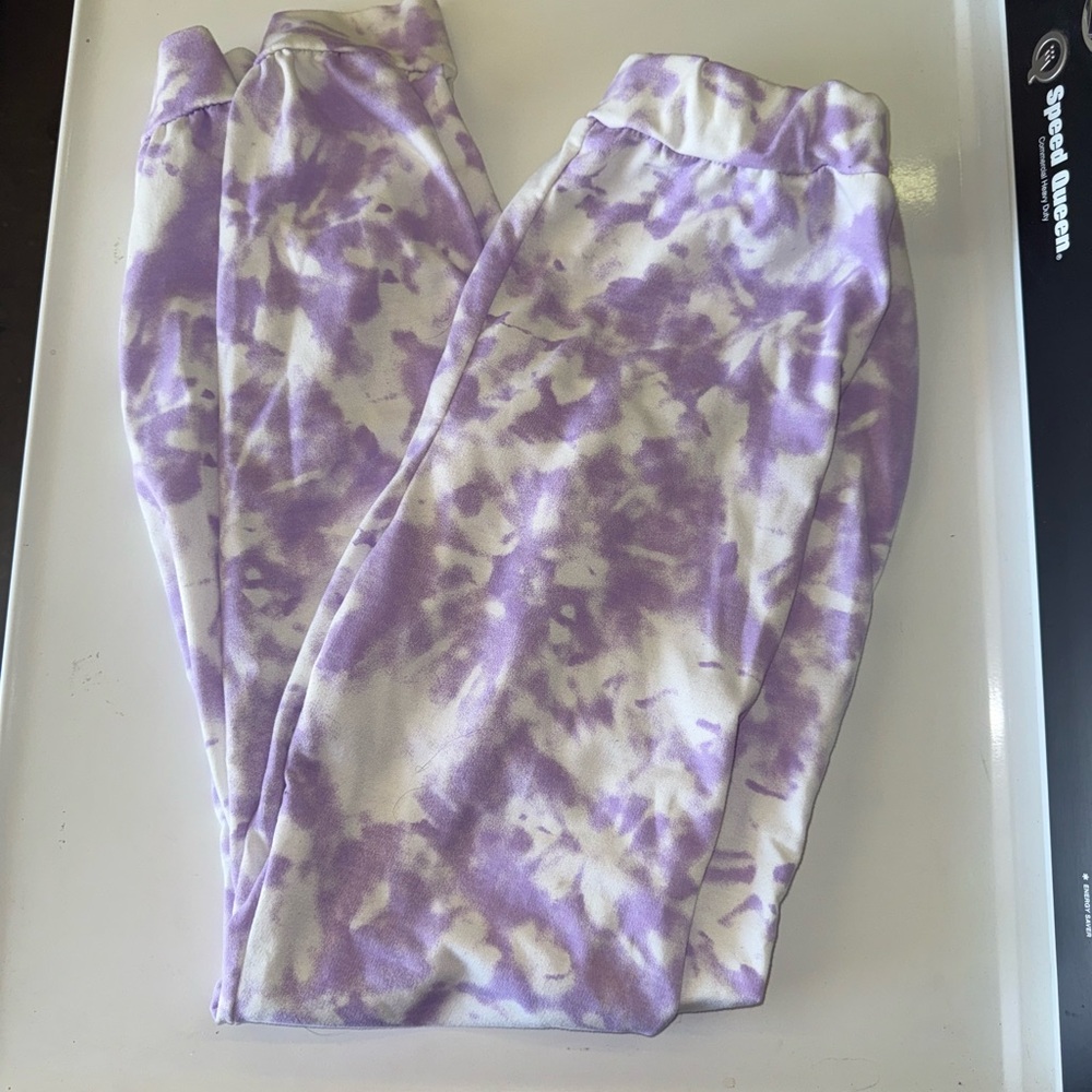 Boohoo Purple and White Tie-Dye Sweatpants